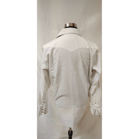 Pan Handle Slim Mens 16-34 Beige Stripe Dots Long Sleeve Button Up Western Shirt - Picture 8 of 12